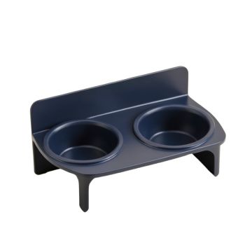Field Bluff Pet Feeding Stand With Two Plain Empty Bowls - Navy