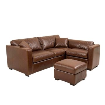 Sartain 112 '' Wide Faux Leather Reversible Sofa & Chaise With Ottoman