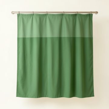 Maple Arc Shower Curtain Hanging Flat From A Plain Rod - Green (synthetic illustration; no displayed measurements)