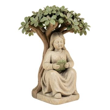 Sentimental Stone Solar Girl Reading Under A Tree Statue