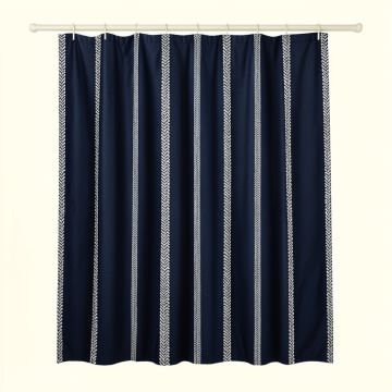 Harbor Dale Shower Curtain Hanging Flat From A Plain Rod - Navy (synthetic illustration; no displayed measurements)