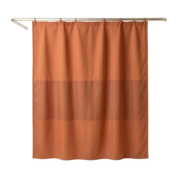 Dune Bend Shower Curtain Hanging Flat From A Plain Rod - Terracotta