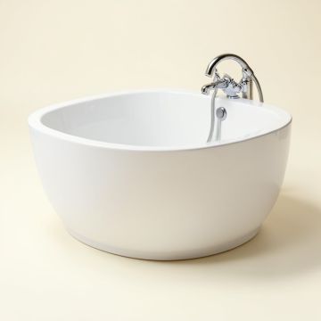 69 '' X 30 '' Freestanding Soaking Acrylic Bathtub With Faucet (synthetic illustration; no displayed measurements)