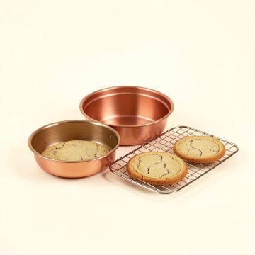 Ayesha Bakeware 3 Piece Bakware Set With Cake Pan And Cookie Pan With Cooling Rack Set (synthetic illustration; no displayed measurements)
