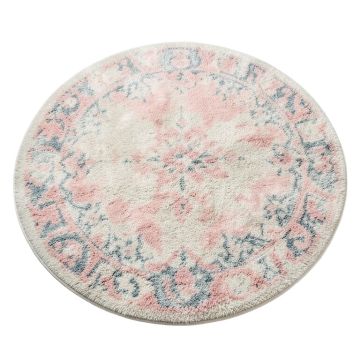 Round Elinka Shag Ivory/Pink/Blue Area Rug