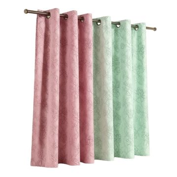 Jacksonburg Lace Overlay Nature/Floral Blackout Thermal Grommet Curtain Panels
