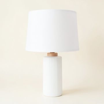 Cove Bend Table Lamp With A Plain Fabric Shade - White (synthetic illustration; no displayed measurements)