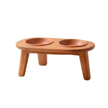 Fern Bend Pet Feeding Stand With Two Plain Empty Bowls - Terracotta
