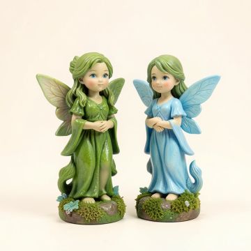 The Forest Fairies 2 Piece Moss Fairy And Skye Fairy Statue Set (synthetic illustration; no displayed measurements)