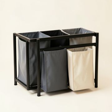 Sage Brook Laundry Sorting Station With Plain Removable Bags - Black (synthetic illustration; no displayed measurements)