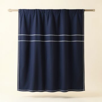 Bay Crossing Shower Curtain Hanging Flat From A Plain Rod - Navy (synthetic illustration; no displayed measurements)