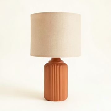 Alder Dale Table Lamp With A Plain Fabric Shade - Terracotta (synthetic illustration; no displayed measurements)