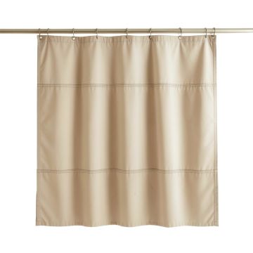 Alder Crest Shower Curtain Hanging Flat From A Plain Rod - Beige