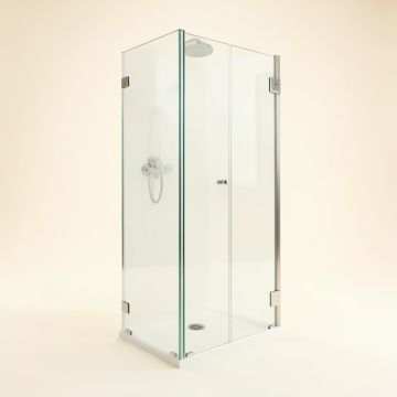 Quatra Lux 46.38 '' X 72 '' Hinged Frameless Shower Door With Clear Max Technology (synthetic illustration; no displayed measurements)