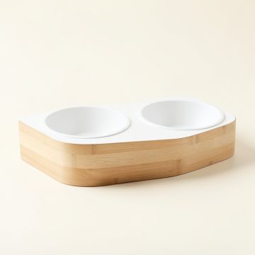 Willow Crossing Pet Feeding Stand With Two Plain Empty Bowls - White (synthetic illustration; no displayed measurements)