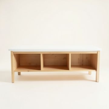 Linden Arc Shoe Storage Bench (synthetic illustration; no displayed measurements)