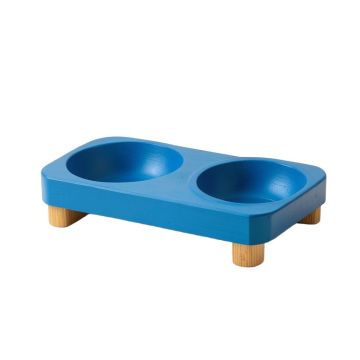 Ridge Branch Pet Feeding Stand With Two Plain Empty Bowls - Blue