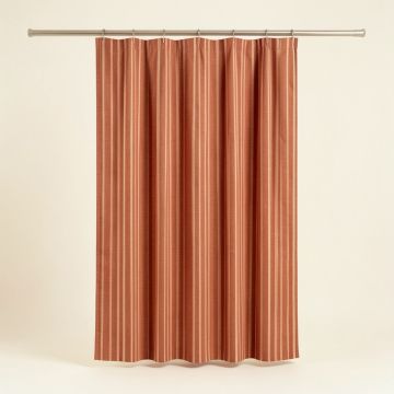 Ash Bridge Shower Curtain Hanging Flat From A Plain Rod - Terracotta (synthetic illustration; no displayed measurements)