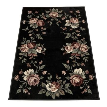 Brandt Floral Black Area Rug