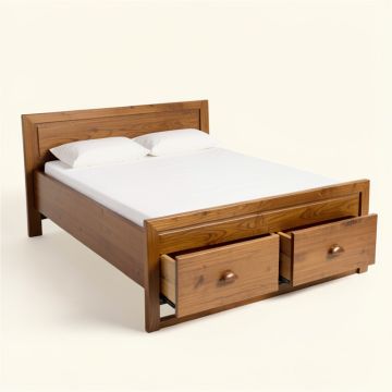 Newmill Twin 2 Drawer Solid Wood Standard Bed (synthetic illustration; no displayed measurements)