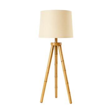 Reed Bluff Floor Lamp With A Plain Fabric Shade - Beige