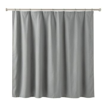 Dawn Bluff Shower Curtain Hanging Flat From A Plain Rod - Gray