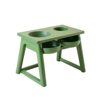 Laurel Canyon Pet Feeding Stand With Two Plain Empty Bowls - Green