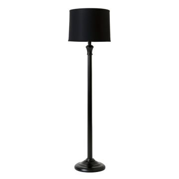 Wren Crest Floor Lamp With A Plain Fabric Shade - Black