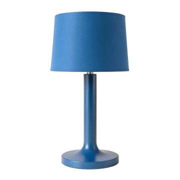 Moss Branch Table Lamp With A Plain Fabric Shade - Blue