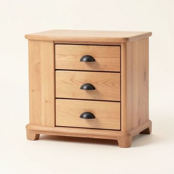 3 - Drawer Solid Wood Nightstand In Light Brown (synthetic illustration; no displayed measurements)