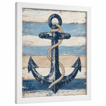 Nautical And Coastal Blue Rustic Anchor Nautical Watercrafts - Graphic Art Print