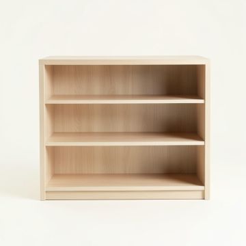 Rowan Arc Low Bookcase - Beige (synthetic illustration; no displayed measurements)