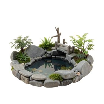 Cinda Stone Pond And Bridge Fairy Garden