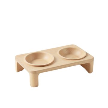 Briar Bridge Pet Feeding Stand With Two Plain Empty Bowls - Beige