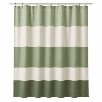 Laurel Branch Shower Curtain Hanging Flat From A Plain Rod - Green