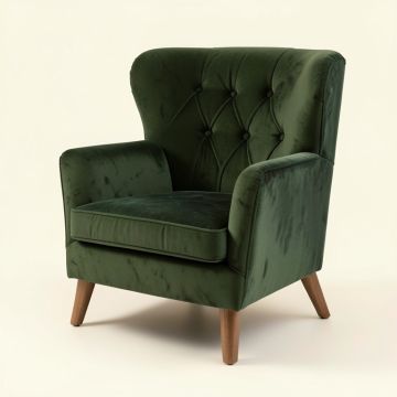 31.5 '' Wide Tufted Velvet Wingback Chair (synthetic illustration; no displayed measurements)