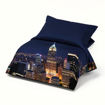 Usa Chicago City Skyline At Night With Tall Buildings Urban Modern Life (synthetic illustration; no displayed measurements)