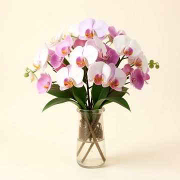 Real-Touch Orchid Floral Arrangement In Vase (synthetic illustration; no displayed measurements)