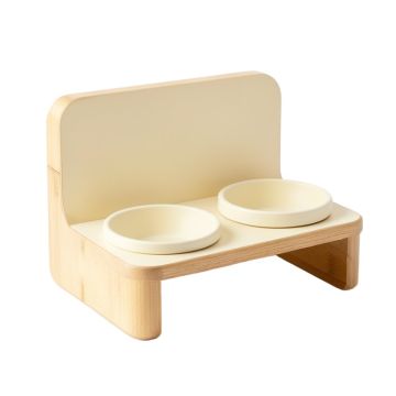 Shore Crossing Pet Feeding Stand With Two Plain Empty Bowls - Cream