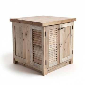 Maloney Rustic Shutter Door Kitchen Island With Oak Top (synthetic illustration; no displayed measurements)