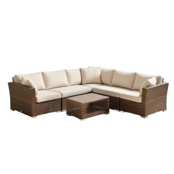 Abbdelrahmane Patio 5 Piece Sectional Seating Group With Cushions