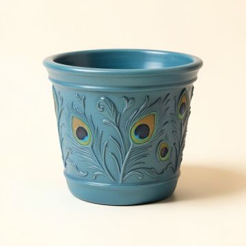 Charleroi Embossed Teal Blue Terracotta Planter (synthetic illustration; no displayed measurements)