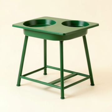 Birch Field Pet Feeding Stand With Two Plain Empty Bowls - Green (synthetic illustration; no displayed measurements)
