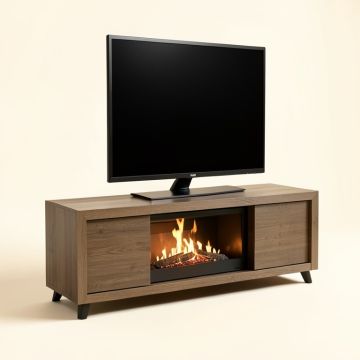 Tv Stand For Tvs Up To 60 '' With Electric Fireplace Included (synthetic illustration; no displayed measurements)