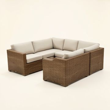 Albrah Patio Sectional With Cushions (synthetic illustration; no displayed measurements)
