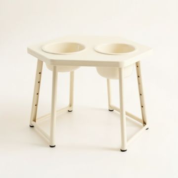 Brook Bluff Pet Feeding Stand With Two Plain Empty Bowls - Ivory (synthetic illustration; no displayed measurements)