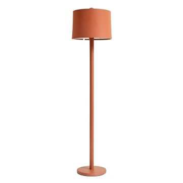 Rowan Crest Floor Lamp With A Plain Fabric Shade - Terracotta