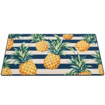 Pineapple On Stripes Kitchen Mat