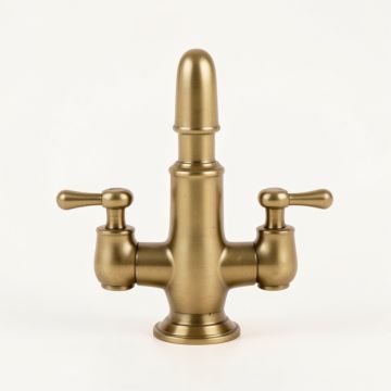 French Country Widespread Bathroom Faucet With Brass Pop-Up Drain (synthetic illustration; no displayed measurements)
