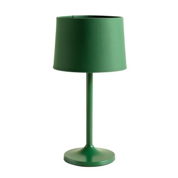 Rowan Bend Table Lamp With A Plain Fabric Shade - Green